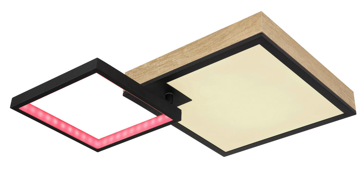 LED-DECKENLEUCHTE 21 W    60/41/10 cm  - Dunkelbraun/Opal, Natur, Holzwerkstoff/Kunststoff (60/41/10cm) - Globo