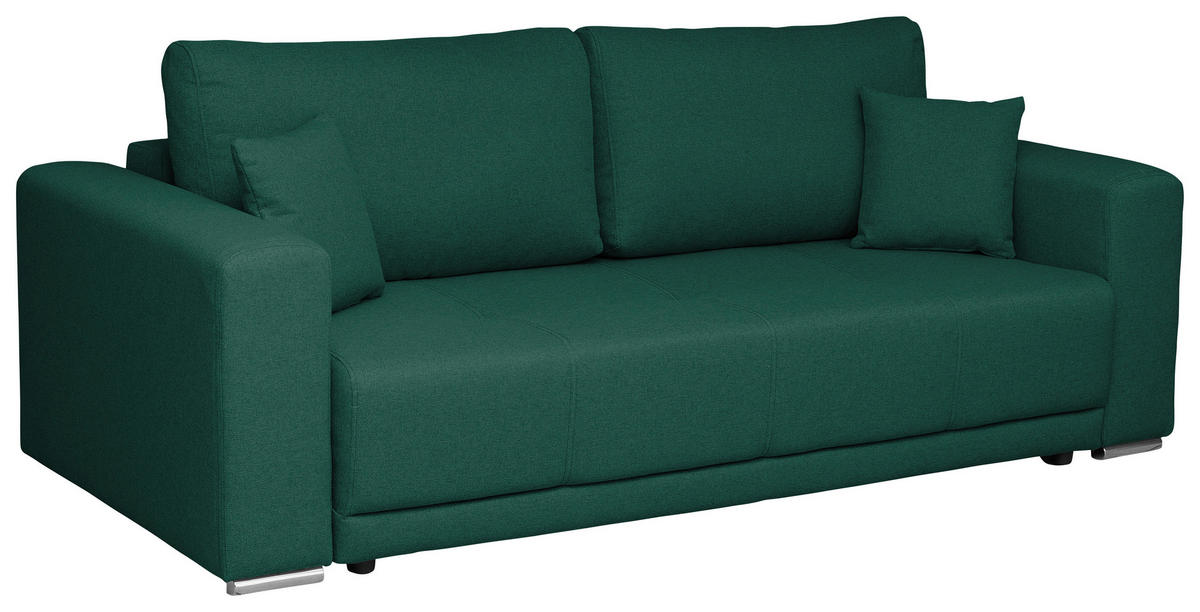 SCHLAFSOFA in Struktur Dunkelgrün  - Chromfarben/Dunkelgrün, Design, Kunststoff/Textil (238/77/108cm) - P & B