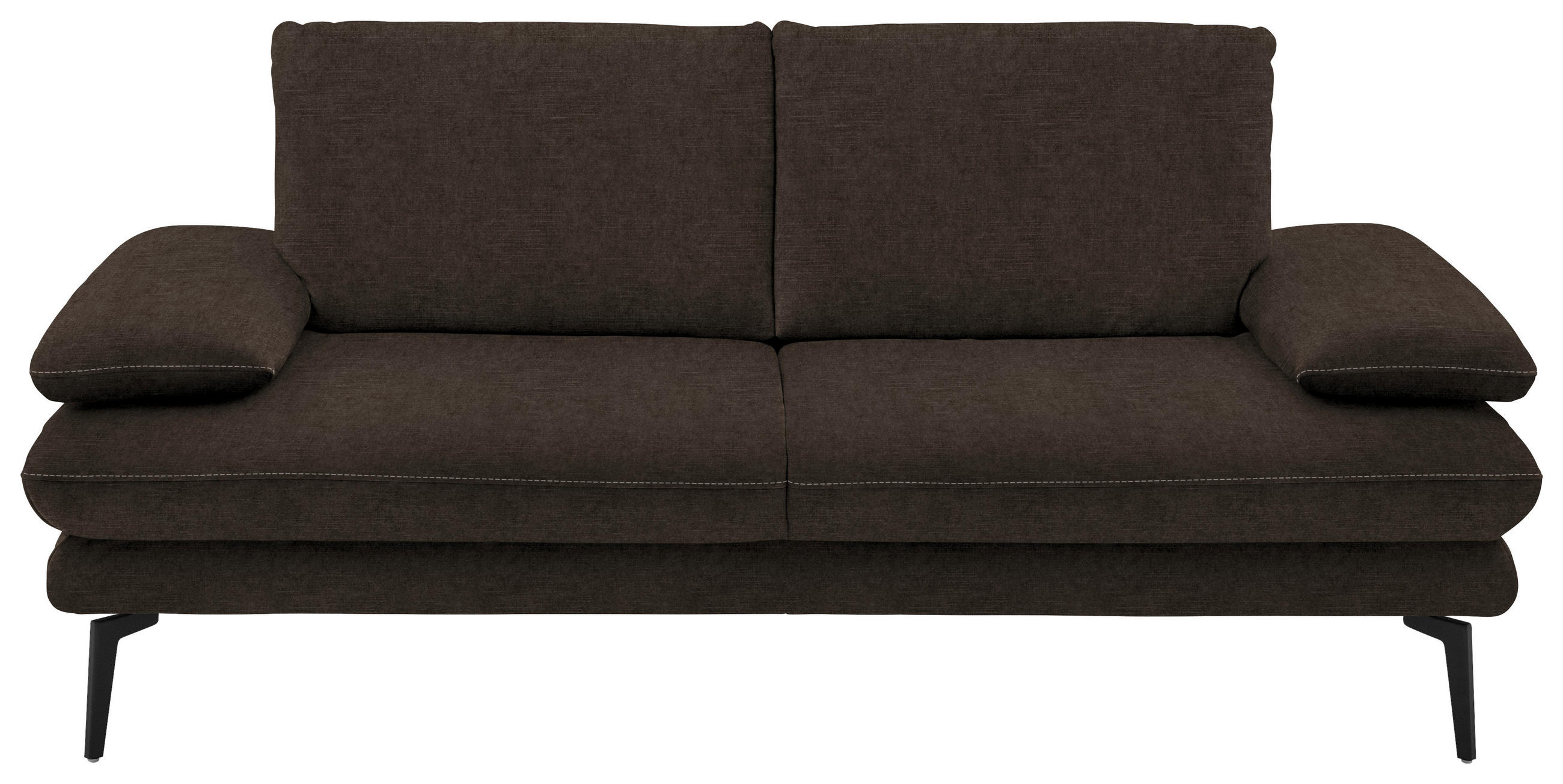 2,5-SITZER in Velours Dunkelbraun  - Dunkelbraun/Beige, Design, Textil/Metall (196/89/104cm) - Dieter Knoll