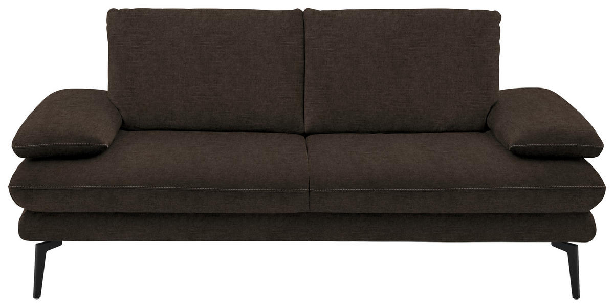 2,5-SITZER in Velours Dunkelbraun  - Dunkelbraun/Beige, Design, Textil/Metall (196/89/104cm) - Dieter Knoll