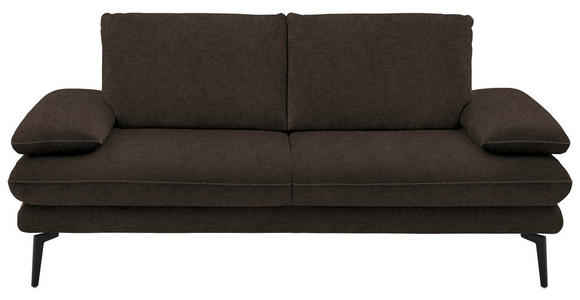 2,5-SITZER in Velours Dunkelbraun - Dunkelbraun/Beige, Design, Textil/Metall (196/89/104cm) - Dieter Knoll