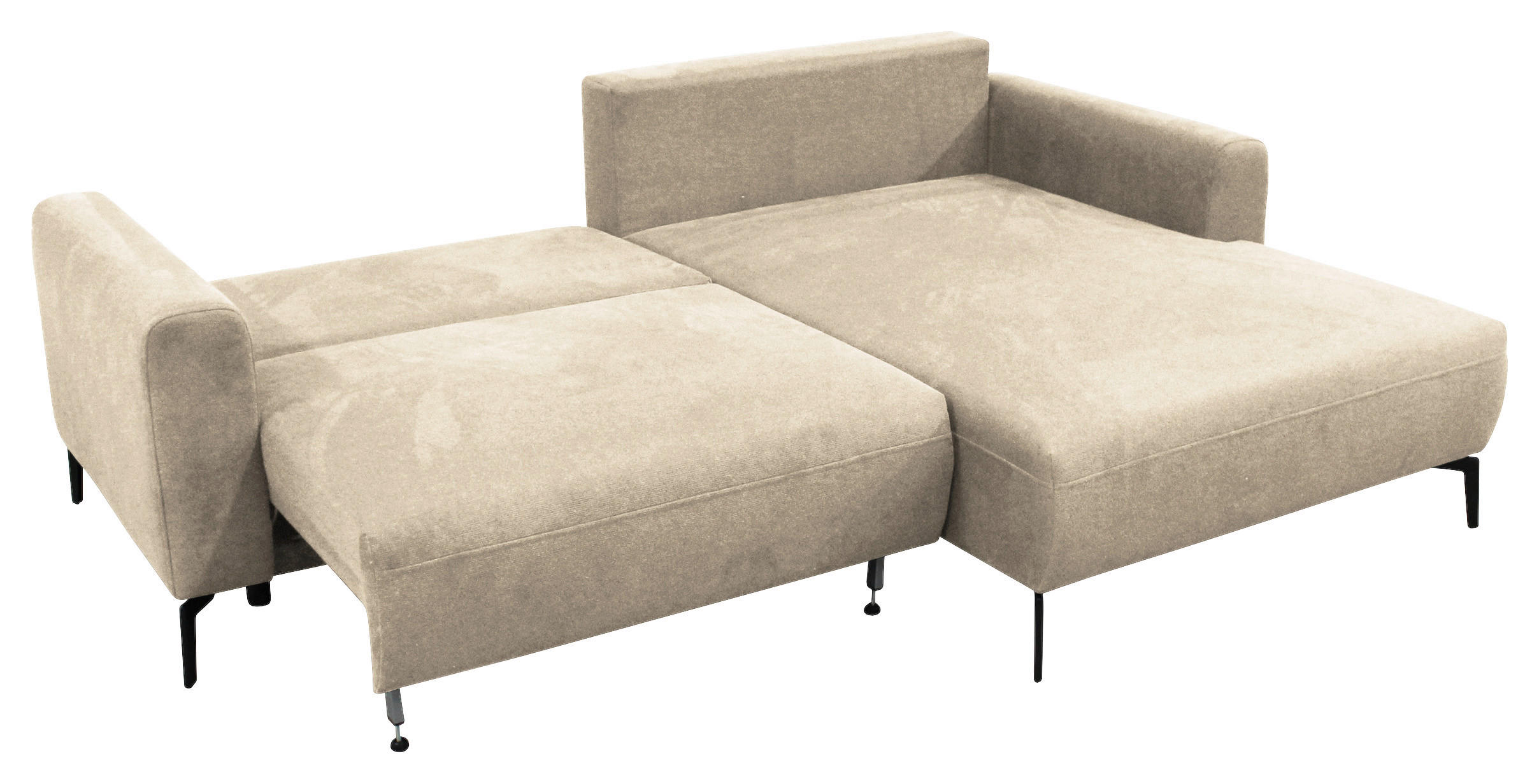 ECKSOFA Beige Flachgewebe  - Beige/Schwarz, Design, Textil/Metall (240/163cm) - MID.YOU