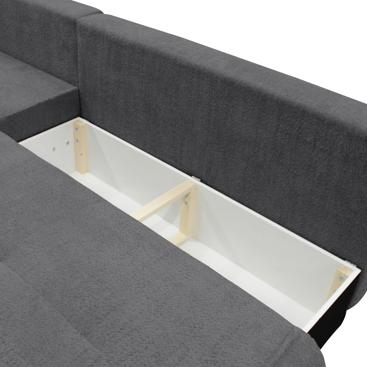 ECKSOFA PAROS Dunkelgrau Bouclé  - Dunkelgrau/Schwarz, Design, Kunststoff/Textil (179/277cm) - MID.YOU
