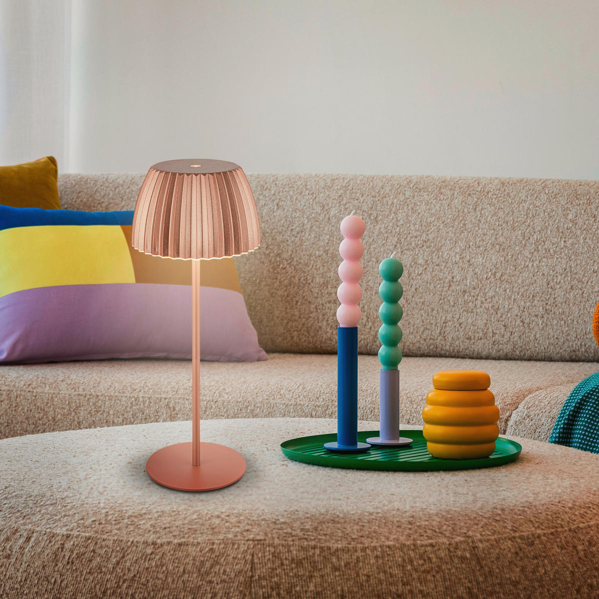 AKKU-TISCHLEUCHTE 14,5/36,5 cm  - Kupferfarben, Basics, Kunststoff/Metall (14,5/36,5cm)