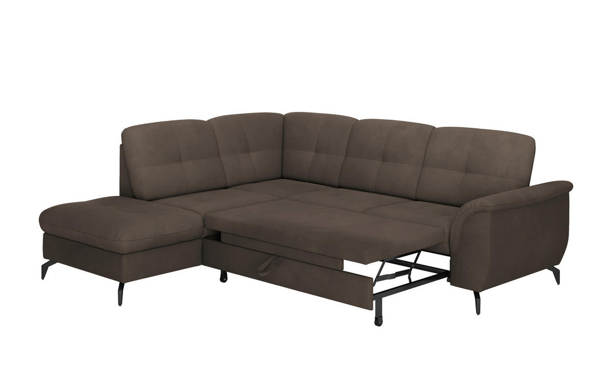 ECKSOFA in Flachgewebe Dunkelbraun  212/244 cm  - Dunkelbraun/Schwarz, MODERN, Textil/Metall (212/244cm) - Sit & More