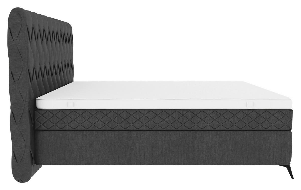 BOXSPRINGBETT 180/200 cm  in Anthrazit  - Anthrazit/Schwarz, Design, Textil/Metall (180/200cm) - Boxxx