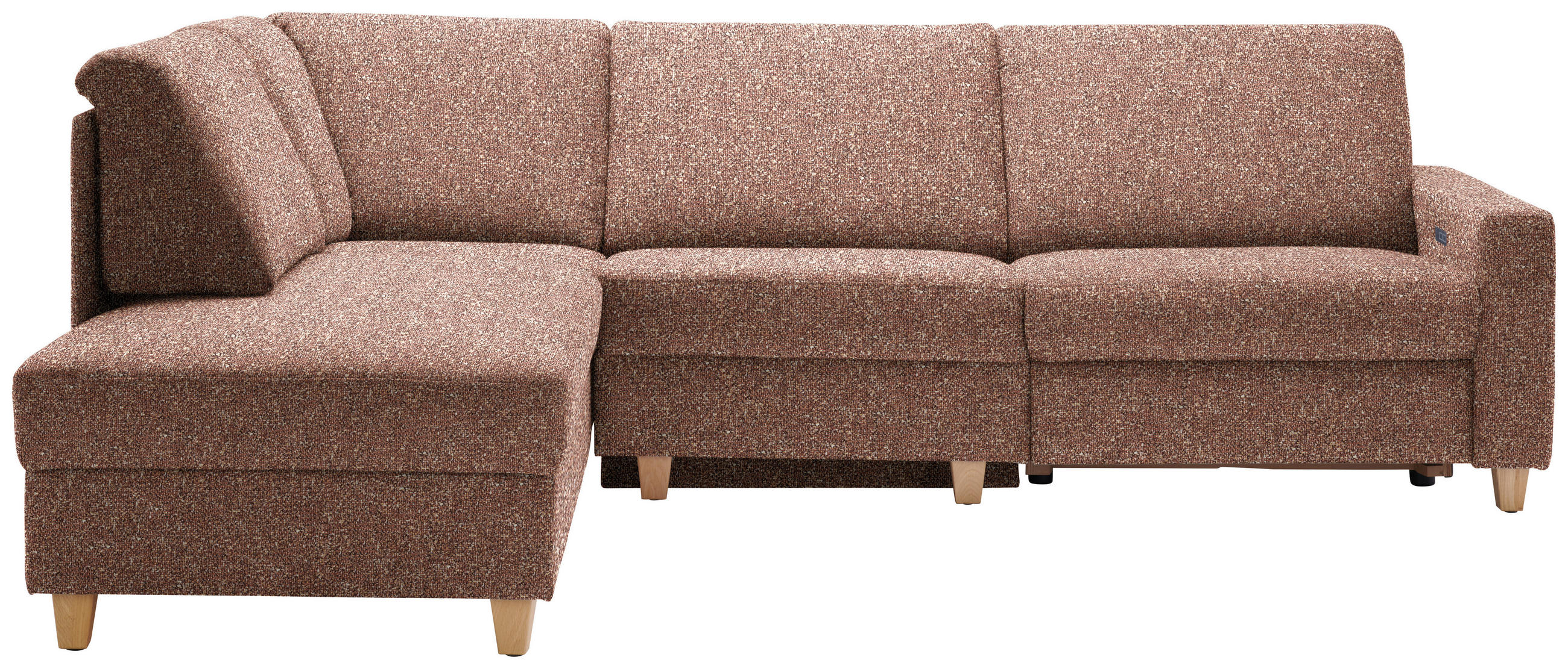 ECKSOFA  in Mikrovelours Terracotta  203/261 cm  - Eichefarben/Terracotta, KONVENTIONELL, Holz/Textil (203/261cm) - Sedda
