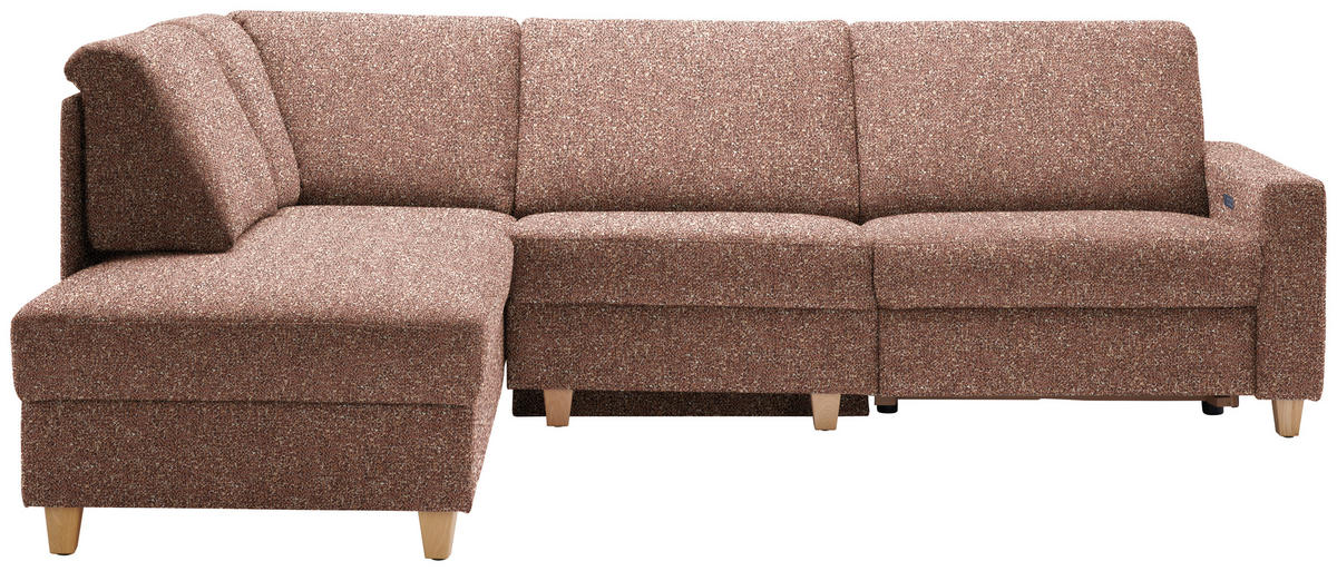 ECKSOFA  in Mikrovelours Terracotta  203/261 cm  - Eichefarben/Terracotta, KONVENTIONELL, Holz/Textil (203/261cm) - Sedda