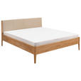 BETT 160/200 cm,  in Beige, Wildeiche, gepolstertes Kopfteil,  - Wildeiche/Beige, KONVENTIONELL, Holz (160/200cm) - Linea Natura