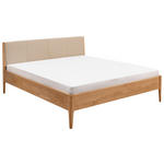 BETT 180/200 cm,  in Beige, Wildeiche, gepolstertes Kopfteil,  - Wildeiche/Beige, KONVENTIONELL, Holz (180/200cm) - Linea Natura