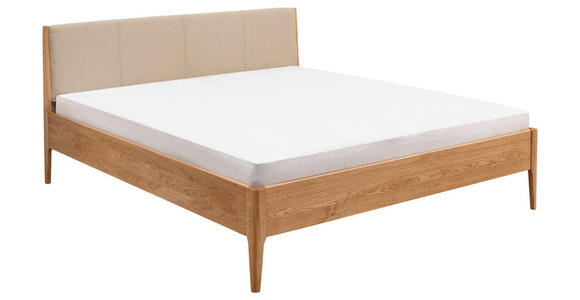 BETT 160/200 cm,  in Beige, Wildeiche, gepolstertes Kopfteil,  - Wildeiche/Beige, KONVENTIONELL, Holz (160/200cm) - Linea Natura