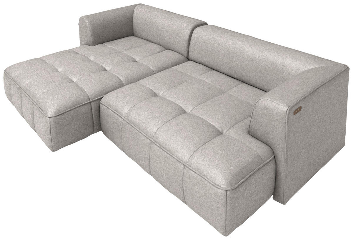 ECKSOFA Webstoff Greige  - Greige/Schwarz, Design, Kunststoff/Textil (188/288cm) - Welnova