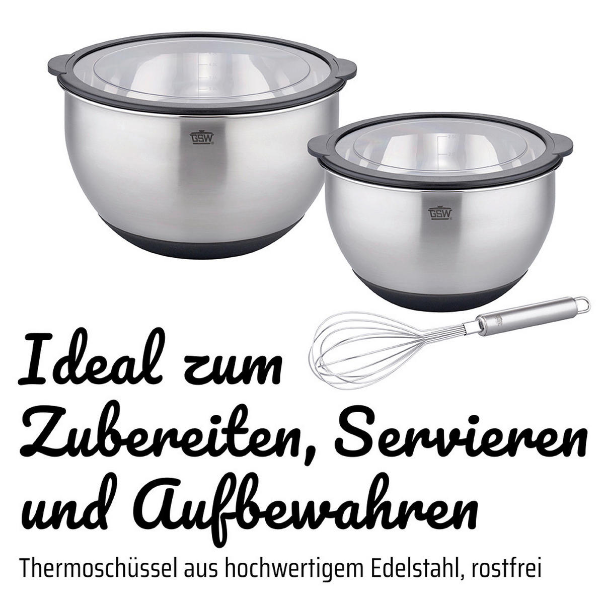 RÜHRSCHÜSSELSET - Edelstahlfarben, Basics, Metall - GSW