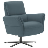 RELAXSESSEL Echtleder Relaxfunktion, Kopfteilverstellung, Nackenkissen    - Blaugrau/Schwarz, Design, Leder/Metall (81/118/82cm) - Schöner Wohnen