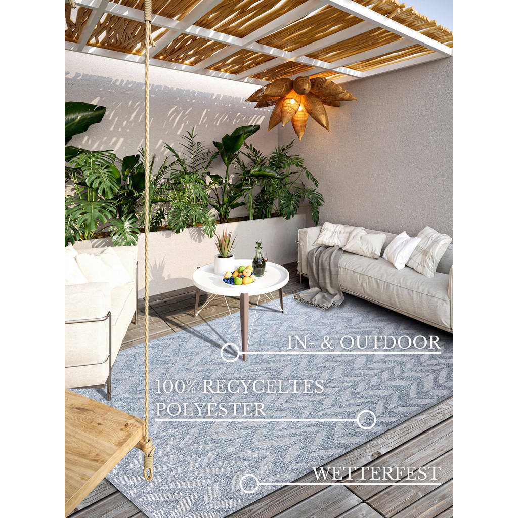 Thumbnail - Villeroy & Boch Outdoorteppich Kollektion 1883, Grau, Textil, geometrisch, rechteckig, 200x290 cm, Oeko-Tex® Standard 10...