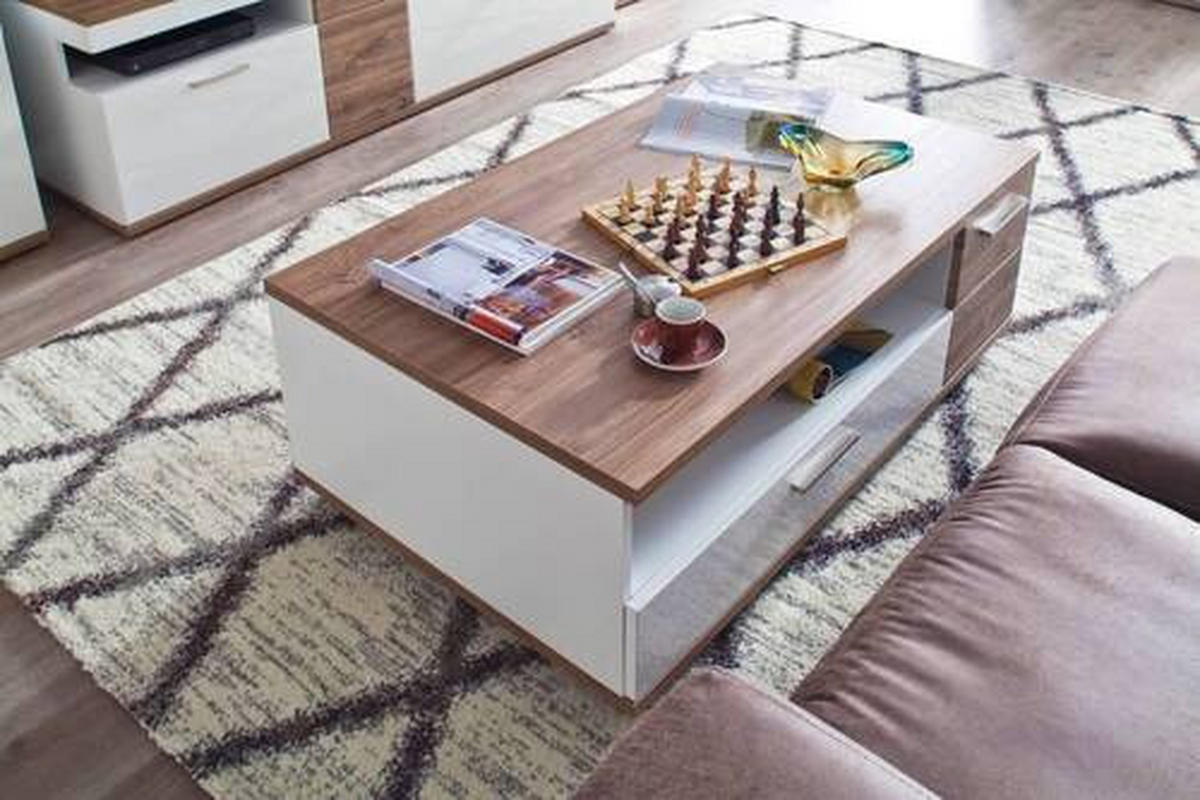 KONFERENČNÍ STOLEK, bílá, barvy dubu, kompozitní dřevo, 115/70/42 cm - bílá/barvy dubu, Design, kov/kompozitní dřevo (115/70/42cm) - Livetastic