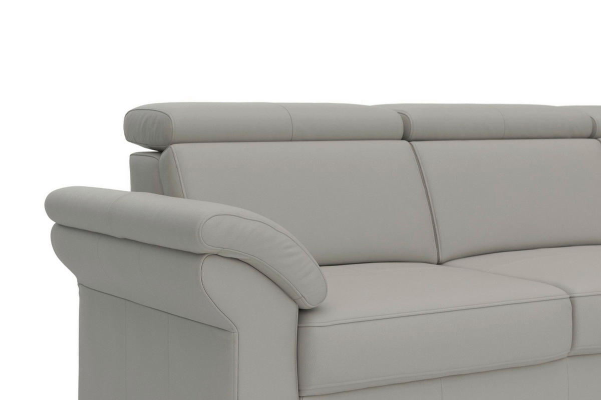 ECKSOFA 245/194 cm ARNGAST E in Echtleder Hellgrau Kopfteilverstellung  245/194 cm  - Chromfarben/Hellgrau, Basics, Leder/Textil (245/194cm) - Sit & More