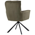 ARMLEHNSTUHL  Stoffauswahl, Sitzfläche 180° drehbar Cord  - Schwarz/Olivgrün, Design, Textil/Metall (62/95/67cm) - Novel