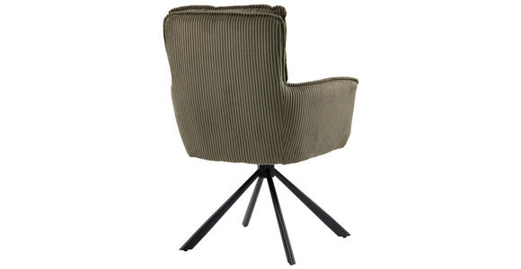 ARMLEHNSTUHL  Stoffauswahl, Sitzfläche 180° drehbar Cord  - Schwarz/Olivgrün, Design, Textil/Metall (62/95/67cm) - Novel