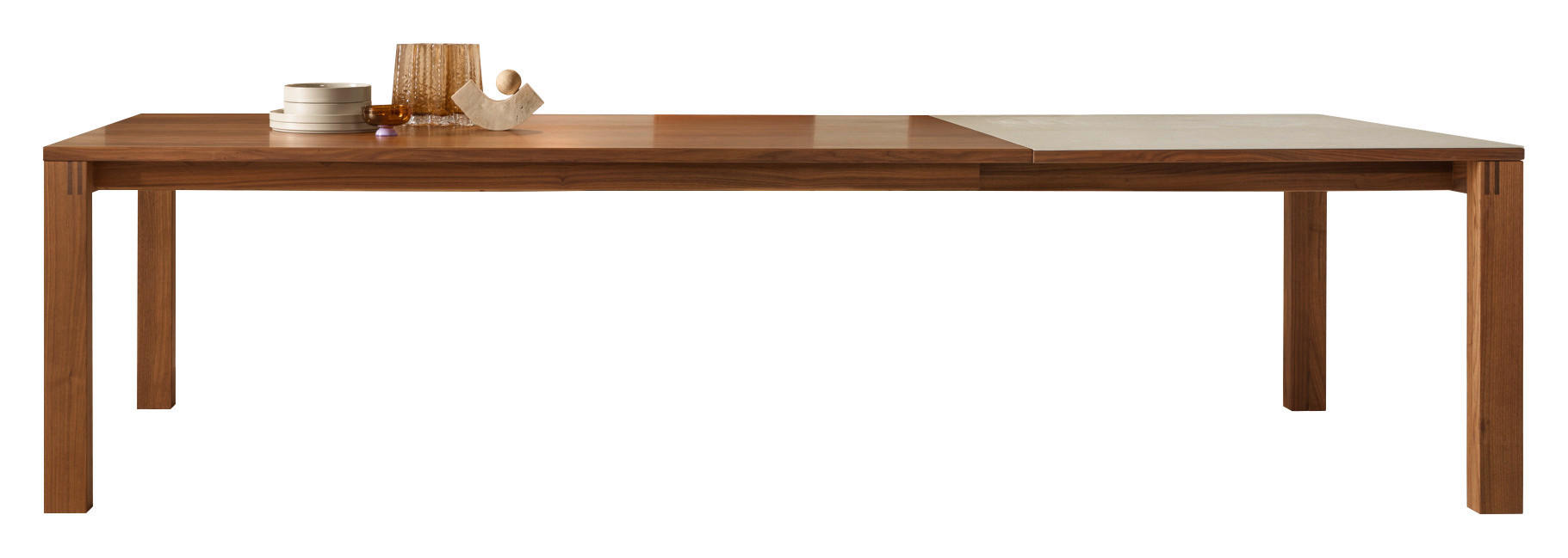 ESSTISCH in Holz, Keramik 160(260)/100/75 cm  - Nussbaumfarben/Creme, Design, Holz/Keramik (160(260)/100/75cm) - TEAM 7