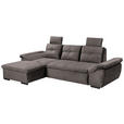 ECKSOFA Graubraun Mikrovelours  - Graubraun/Schwarz, KONVENTIONELL, Kunststoff/Textil (170/275cm) - Carryhome