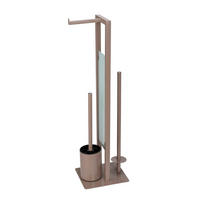 WC-BÜRSTENKOMBINATION - Taupe/Weiß, KONVENTIONELL, Glas/Kunststoff (18/70/23cm) - Wenko