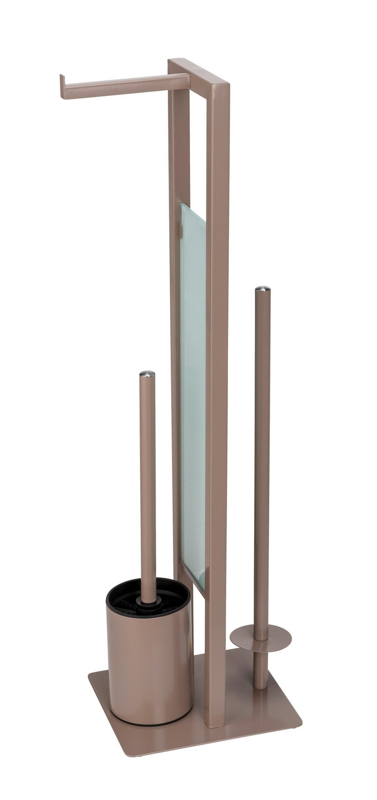 WC-BÜRSTENKOMBINATION - Taupe/Weiß, KONVENTIONELL, Glas/Kunststoff (18/70/23cm) - Wenko