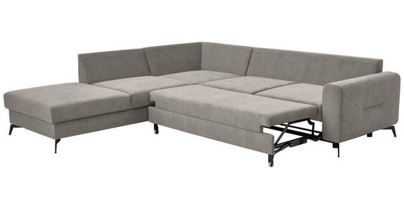 ECKSOFA Hellgrau Chenille  - Hellgrau/Schwarz, KONVENTIONELL, Textil/Metall (257/275cm) - Carryhome