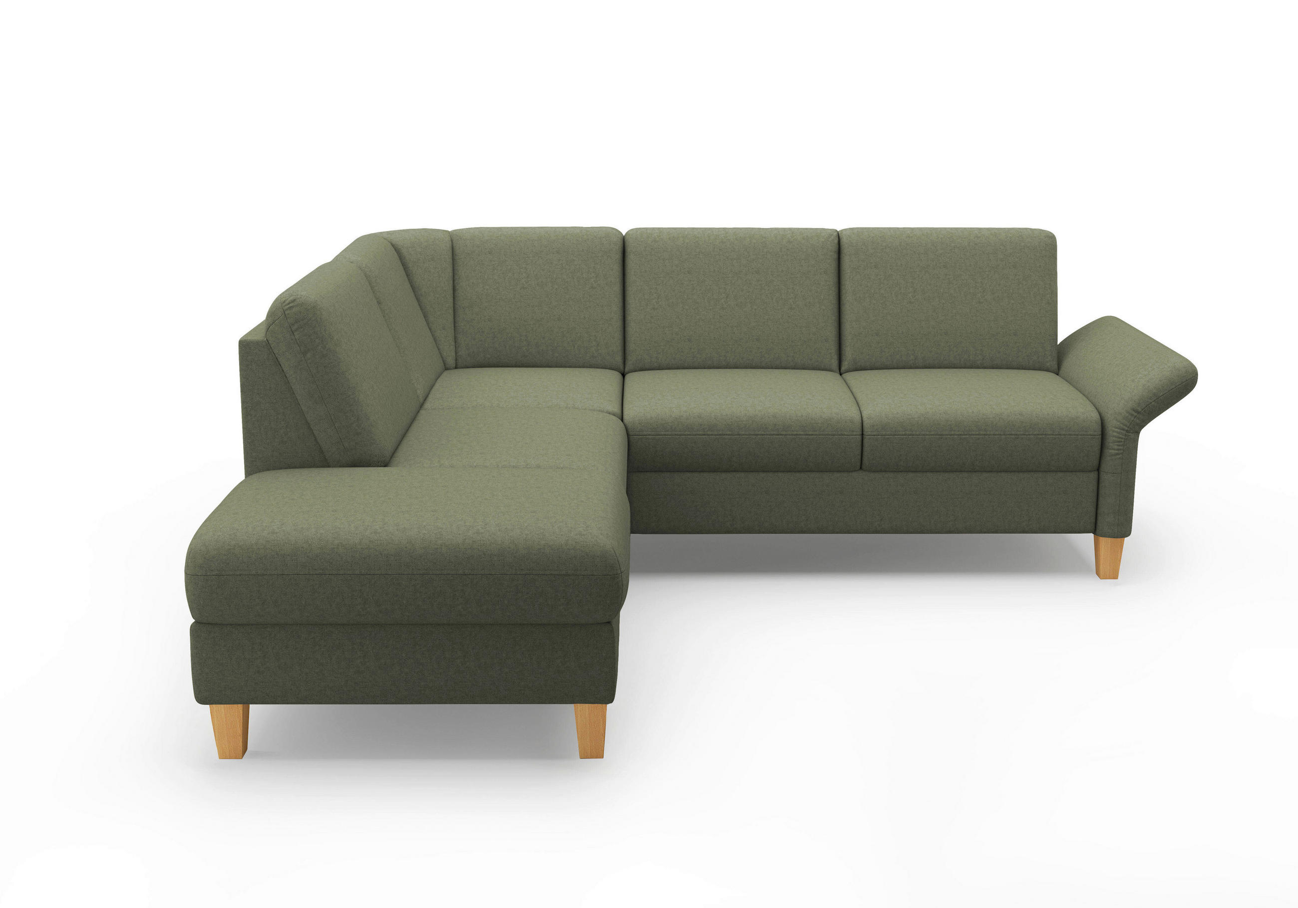 ECKSOFA in Flachgewebe Olivgrün - Eichefarben/Olivgrün, Konventionell, Holz/Textil (216/240cm) - Sit & More