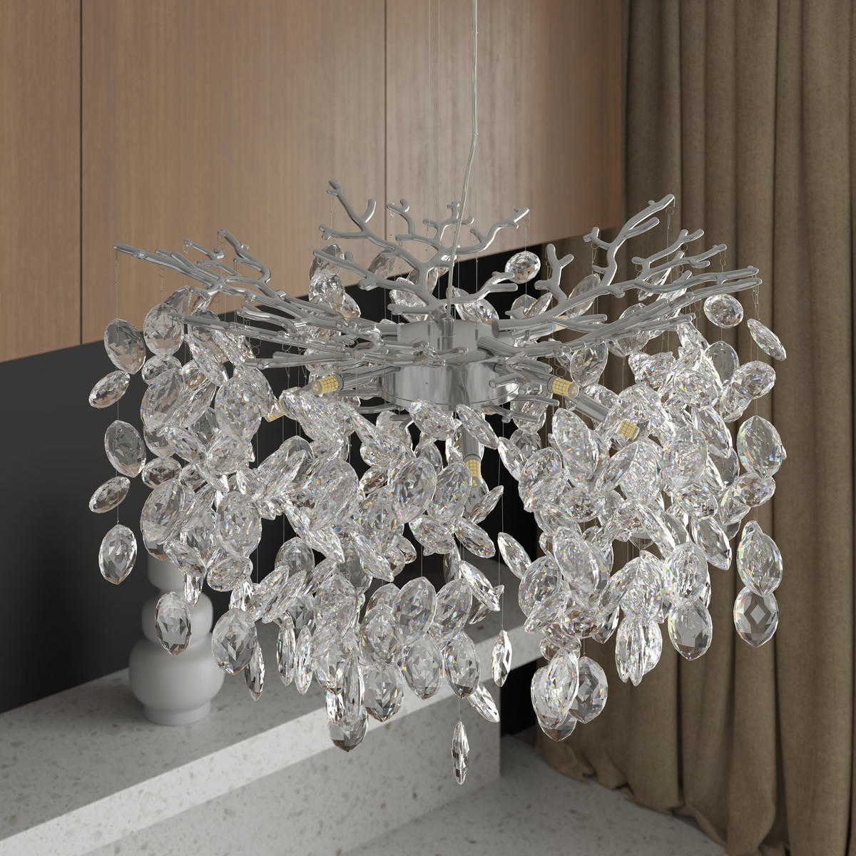 ZÁVĚSNÉ SVÍTIDLO, 60/150 cm  - čiré, Design, kov/sklo (60/150cm) - Glandor