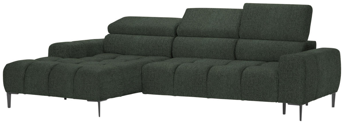 ECKSOFA in Webstoff Dunkelgrün  177/270 cm  - Dunkelgrün/Schwarz, Design, Textil/Metall (177/270cm) - Welnova