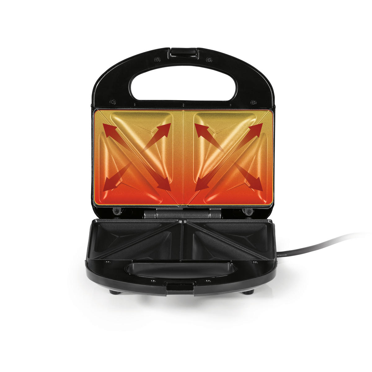 SANDWICHTOASTER GOURMETmaxx  - Schwarz, Basics, Kunststoff/Metall (21,4/21,3/8,8cm)