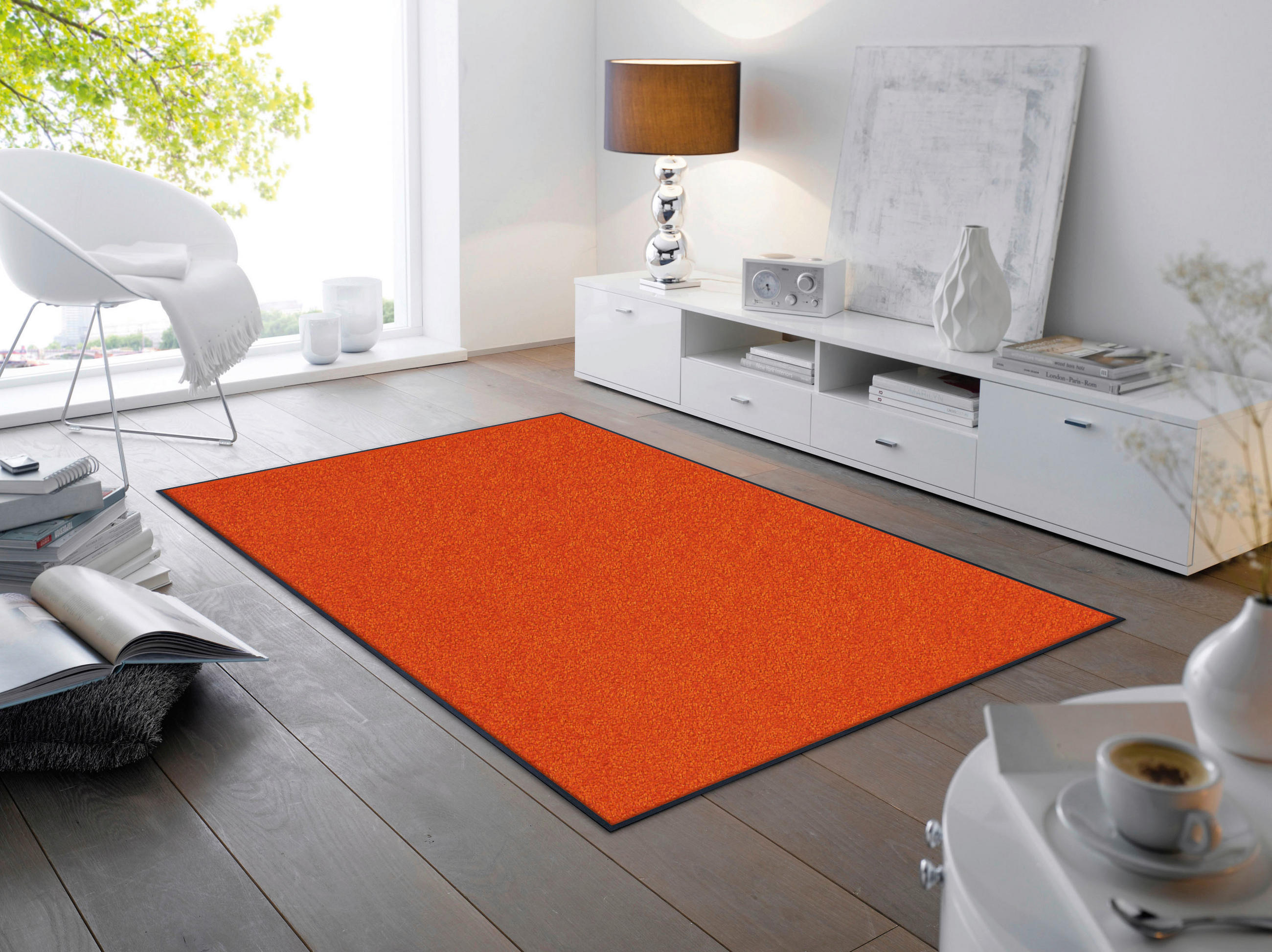 COVOR CU ȚESĂTURĂ PLATĂ Burnt Orange  - portocaliu, Konventionell, plastic (120/180cm) - wash+dry