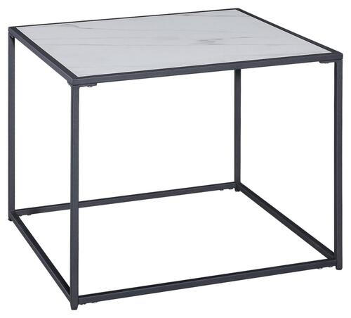 BEISTELLTISCH in Metall, Glas, Keramik 62,6/62,6/50 cm  - Schwarz/Weiß, Design, Glas/Keramik (62,6/62,6/50cm) - Livetastic