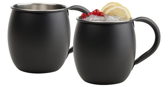 MOSCOW-MULE-BECHER  - Edelstahlfarben/Schwarz, Basics, Metall (8,5/9,5cm) - Novel