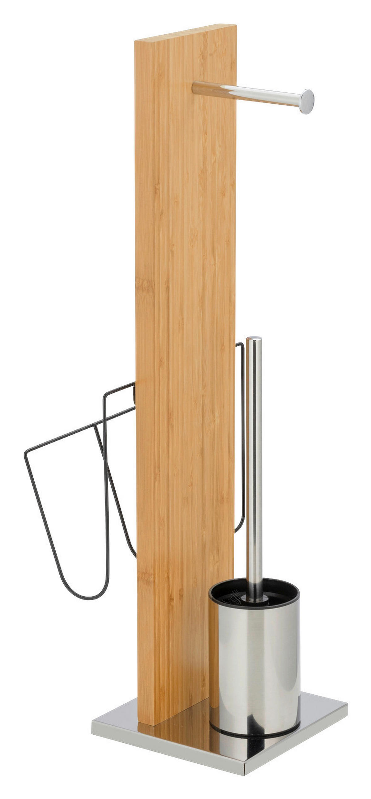 WC-BÜRSTENKOMBINATION in Metall, Kunststoff  Kunststoff   - Chromfarben/Schwarz, KONVENTIONELL, Holz/Kunststoff (24,5/68/22,5cm) - Wenko