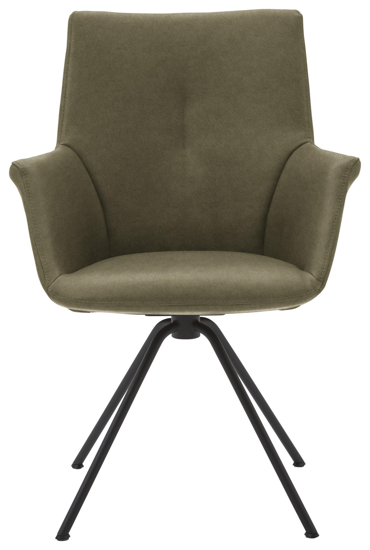 ARMLEHNSTUHL  in Stahl Echtleder pigmentiert  - Schwarz/Olivgrün, Design, Leder/Metall (60/90/61cm) - Dieter Knoll
