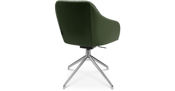 ARMLEHNSTUHL  in Aluminium Echtleder pigmentiert  - Alufarben/Grün, Design, Leder/Metall (58/81,5-84,5/60cm) - Johann Jakob