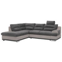 ECKSOFA Hellgrau, Anthrazit Velours  - Chromfarben/Beige, KONVENTIONELL, Textil/Metall (217/264cm) - MID.YOU