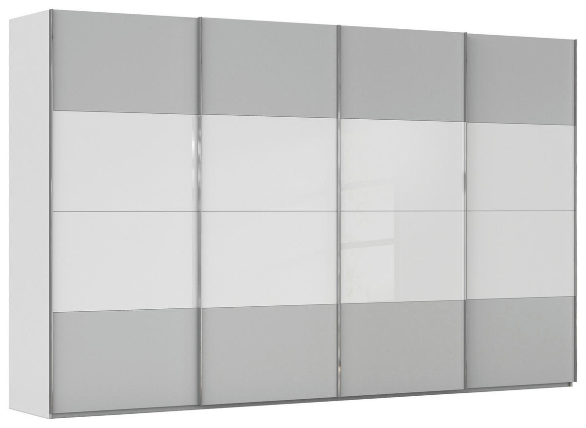 SCHWEBETÜRENSCHRANK - Chromfarben/Seidengrau, KONVENTIONELL, Glas/Holzwerkstoff (361/235/68cm) - Novel