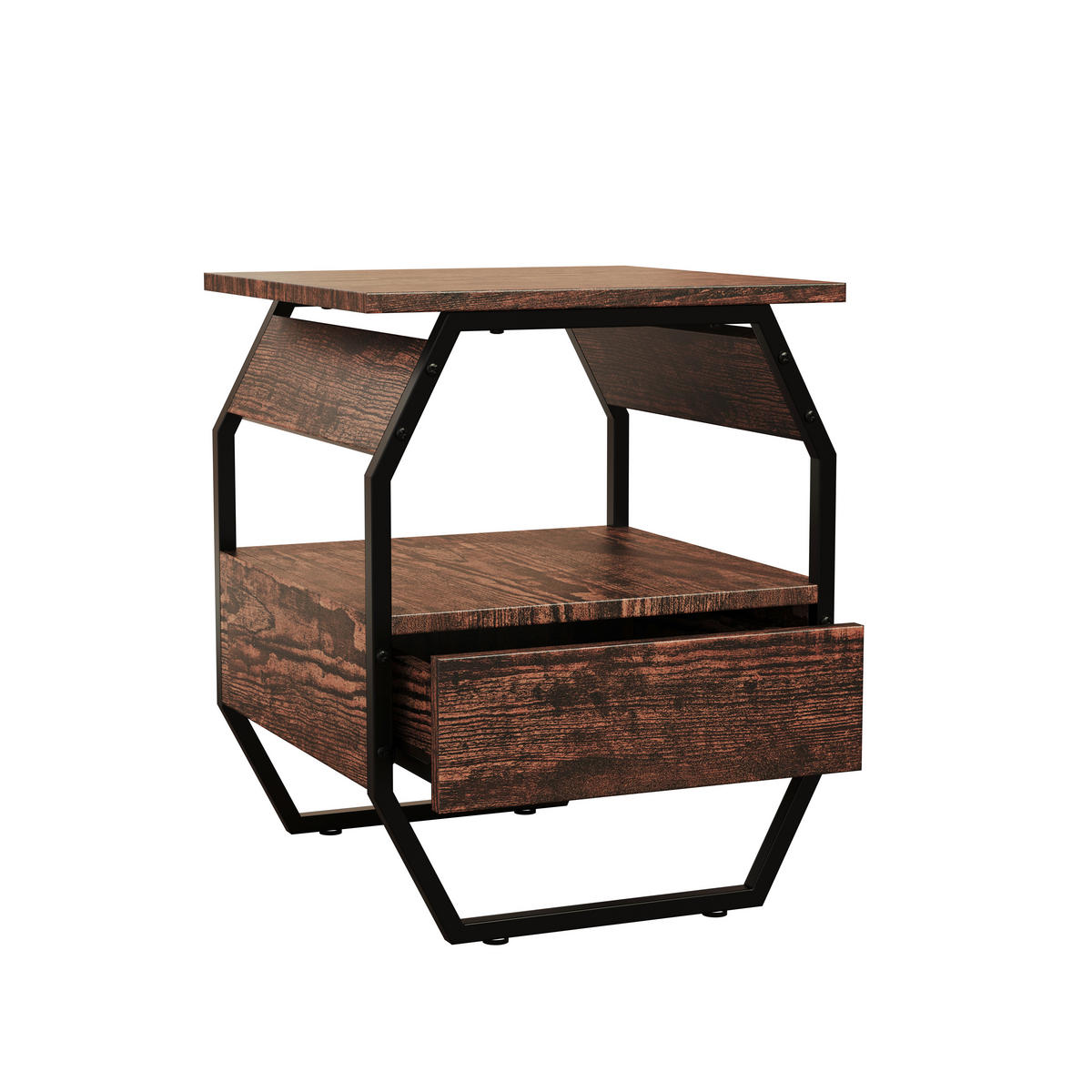 NACHTSCHRANK 40/50/40 cm  - Eichefarben/Schwarz, MODERN, Holzwerkstoff/Metall (40/50/40cm) - MID.YOU