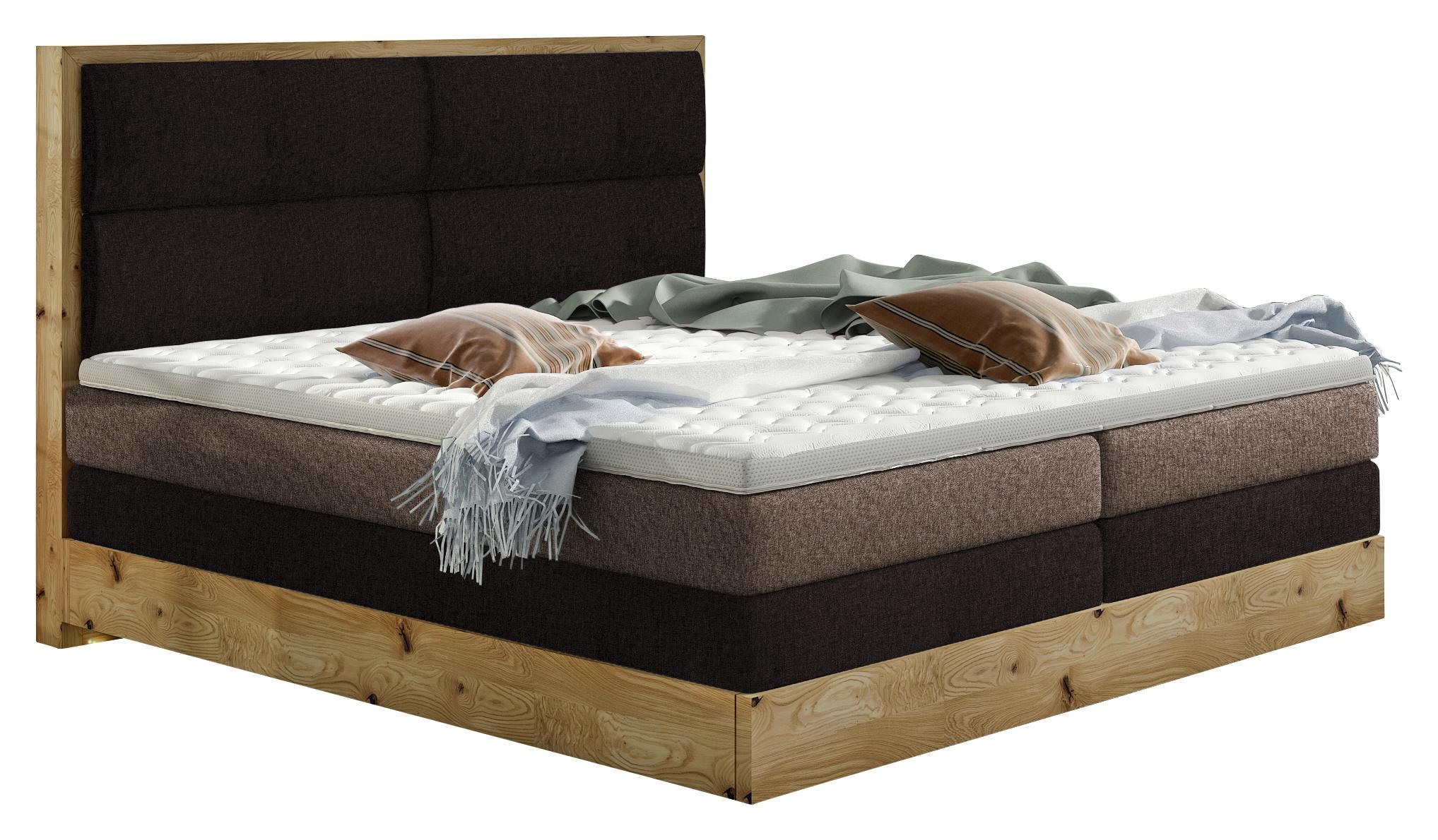 Boxspringbett 180/200 cm in Braun, Eichefarben, Dunkelbraun