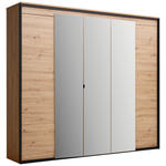 DREHTÜRENSCHRANK  in Schwarz, Eiche Artisan  - Schwarz/Eiche Artisan, Design, Glas/Holzwerkstoff (251/227/59cm) - Voleo