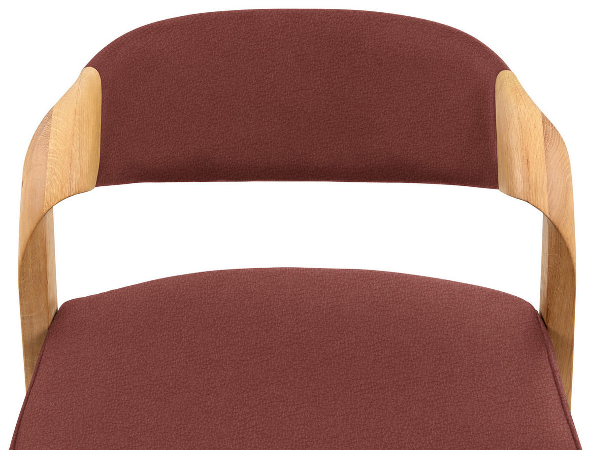 TRESENSTUHL in Weinrot, Wildeiche  - Wildeiche/Weinrot, Natur, Leder/Holz (51/93/49cm) - Voglauer