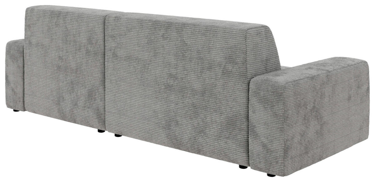 ECKSOFA in Cord Grau  - Schwarz/Grau, Modern, Kunststoff/Textil (246/162cm) - Trendmanufaktur