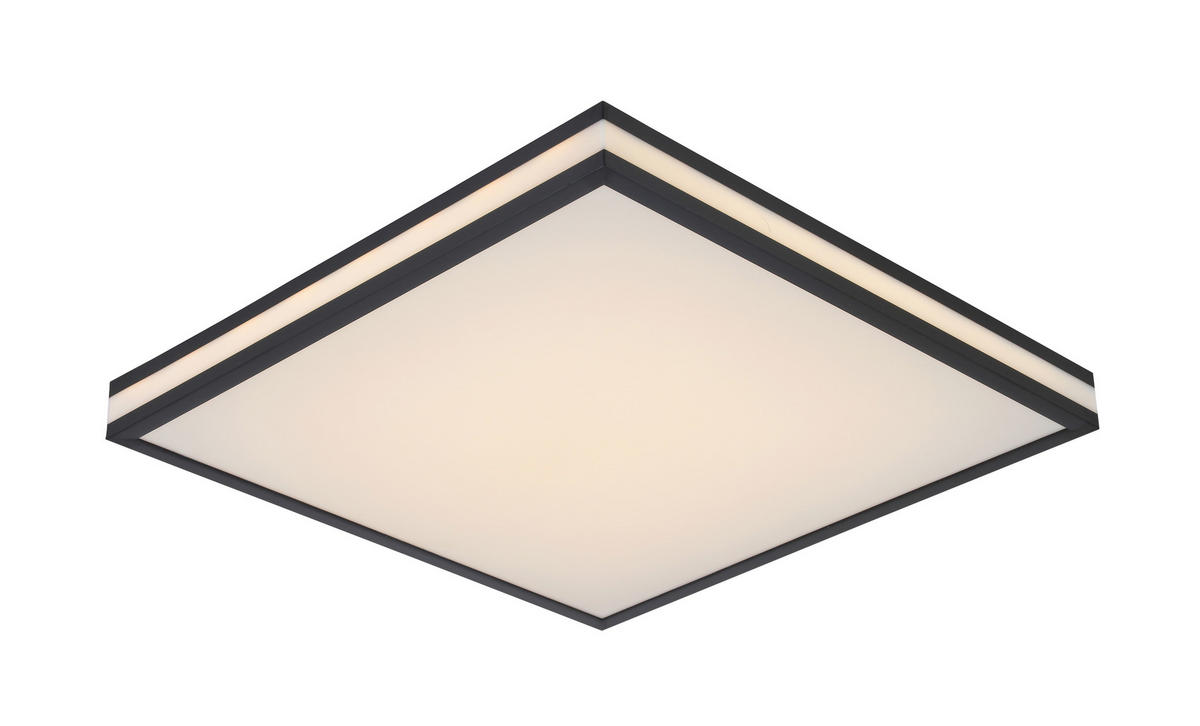 STROPNÉ LED SVIETIDLO, 45/45/7,5 cm - čierna/biela, Lifestyle, kov/plast (45/45/7,5cm) - Novel