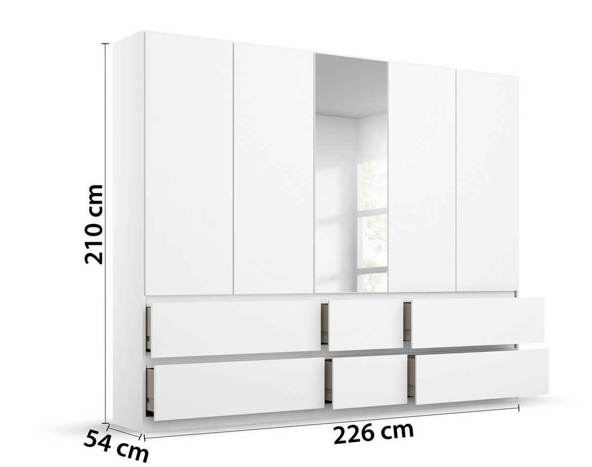 DREHTÜRENSCHRANK Weiss  - Weiss, Design, Glas/Holzwerkstoff (226/210/54cm) - Carryhome