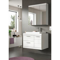BADEZIMMER 3-teilig  in 80 cm  - Weiß Hochglanz/Silberfarben, Trend, Glas/Holzwerkstoff (80cm) - MID.YOU
