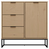KOMODA, borovice, barvy dubu, 101/80/45 cm - barvy dubu/černá, Design, kov/dřevo (101/80/45cm) - Livetastic
