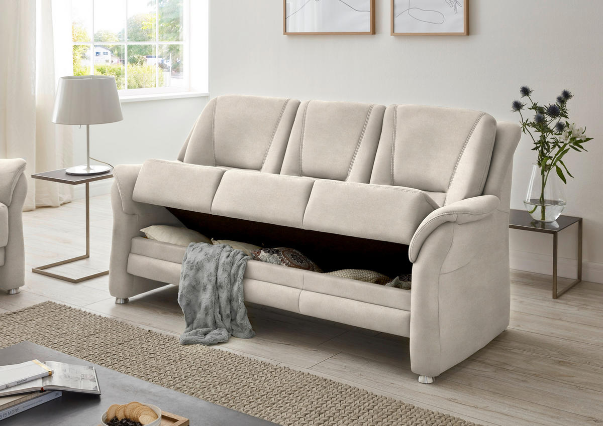 3-SITZER-SOFA in Mikrofaser Creme  - Beige/Creme, Konventionell, Textil/Metall (198/100/89cm) - Beldomo Comfort